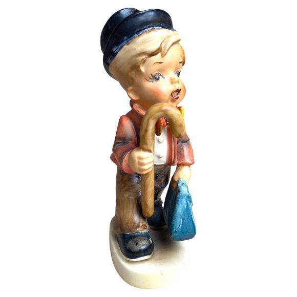Porcelain Boy Figurine Little Wanderer Erich Stauffer 3373D VTG Hummel Style - Picture 6 of 8